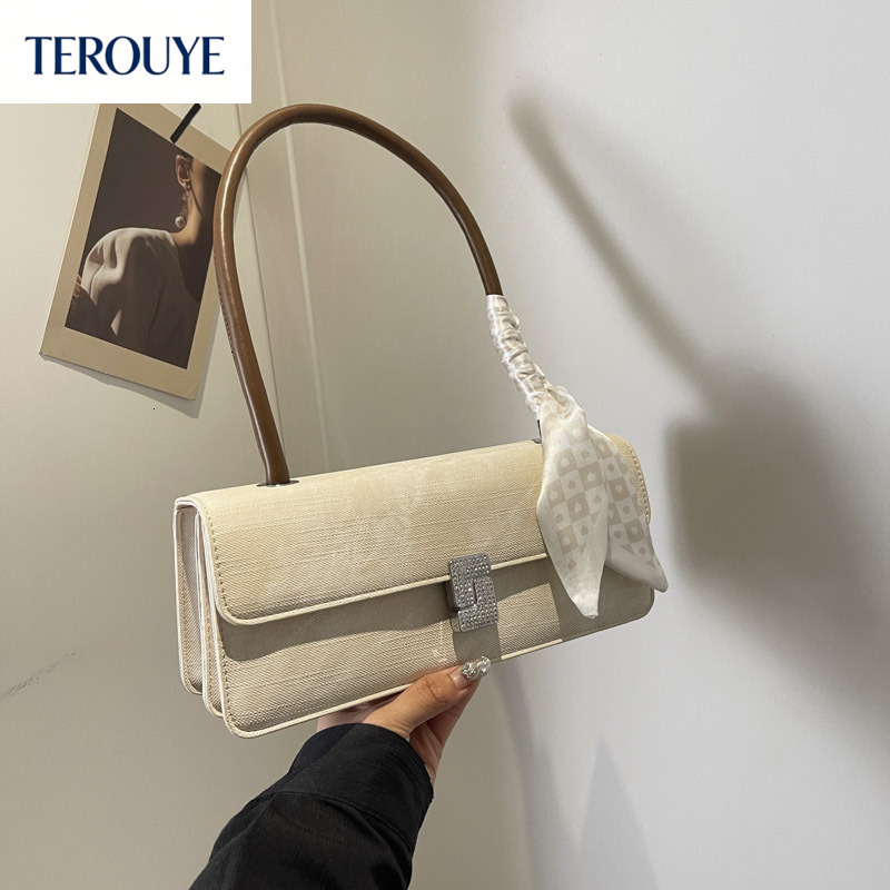 TEROUYE bag autumn and winter new French fashion niche design armpit bag trend light luxury elegant style bag handbag rectangular bag