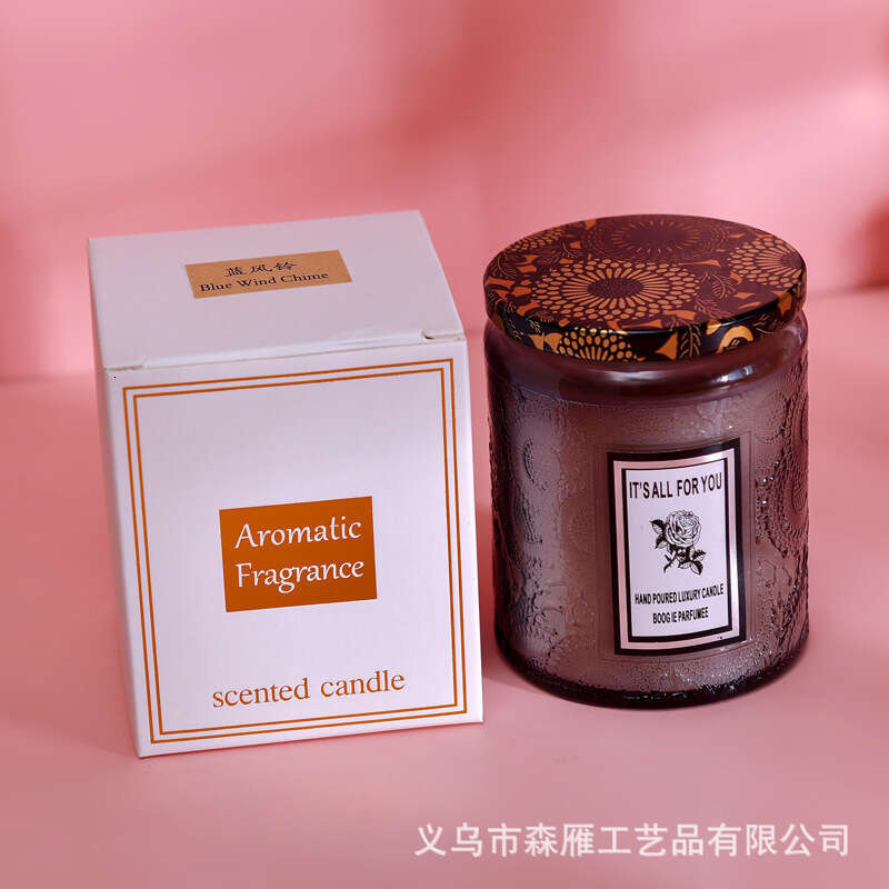 Embossed Bottle Glass Cup Aromatherapy Candle Plant Fragrance Essential Oil Smokeless Scent DIY Gift Box Wholesale Rose Y260127
