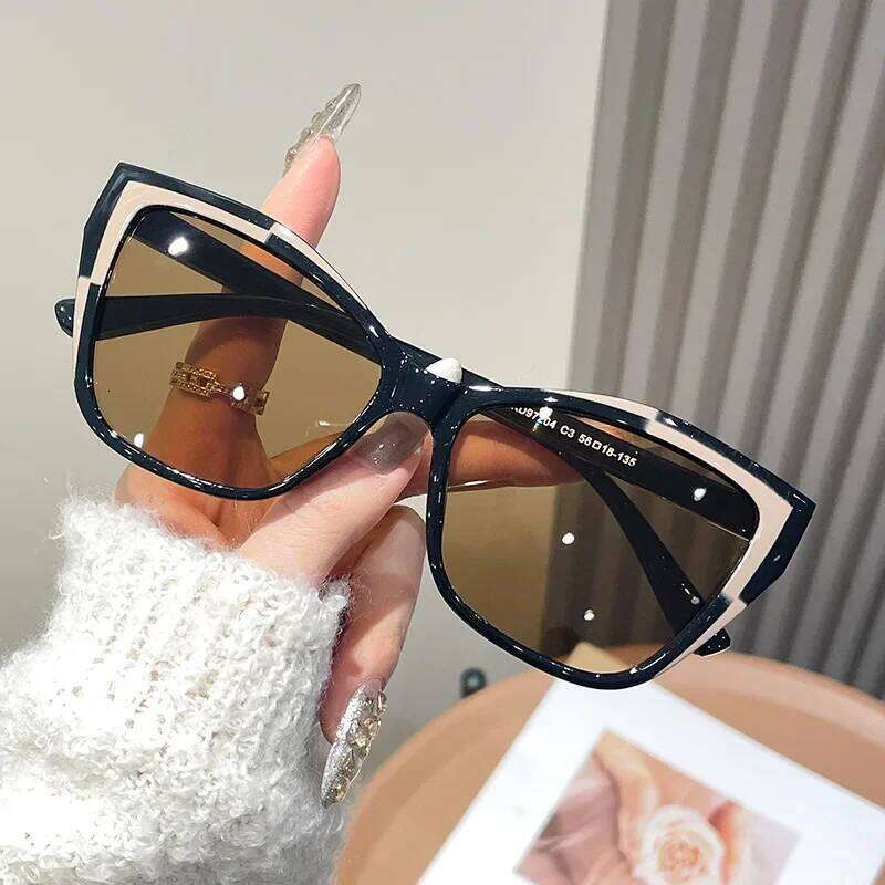 Contrast Color Cat Eye Sunglasses 2025 New Frame Women's Personality Versatile Fashion Sun Glasses Trendy Shades UV400 Z260127
