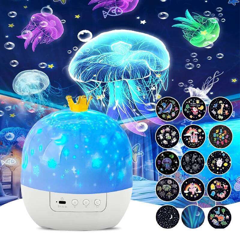 Crown Fantasy Star Sky Projection Night Light 15in1 Bedroom Ceiling Rotating Atmosphere Lamp Home Decoration Kids Birthday Gift Z260127
