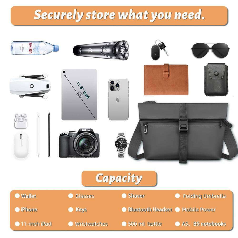 HcanKcan Fashion Men's Shoulder Fit 13'' Ipad Lightweight Daily Women's Messenger Bag Waterproof Travel Crossbody Work Pack