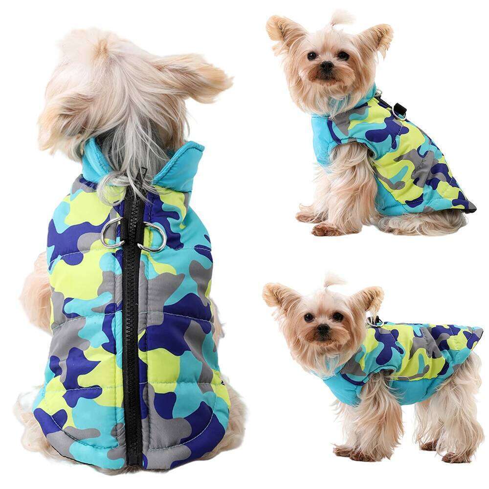 Winter Small Jacket Waterproof Printed Puppy Cloth Camouflage Pet Padded Overalls D-ring Sleeveless Dog Vest Coat for Cats XJ260127