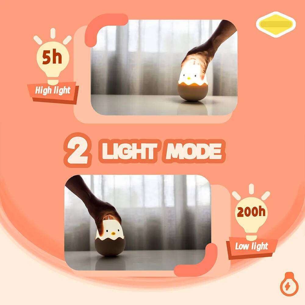 Duck Silicone Night Light for Children With Timer Usb Rechargeable Dimming Touch Lamp Sleeping Bedroom Cartoon Animal Decor Gift Z260127