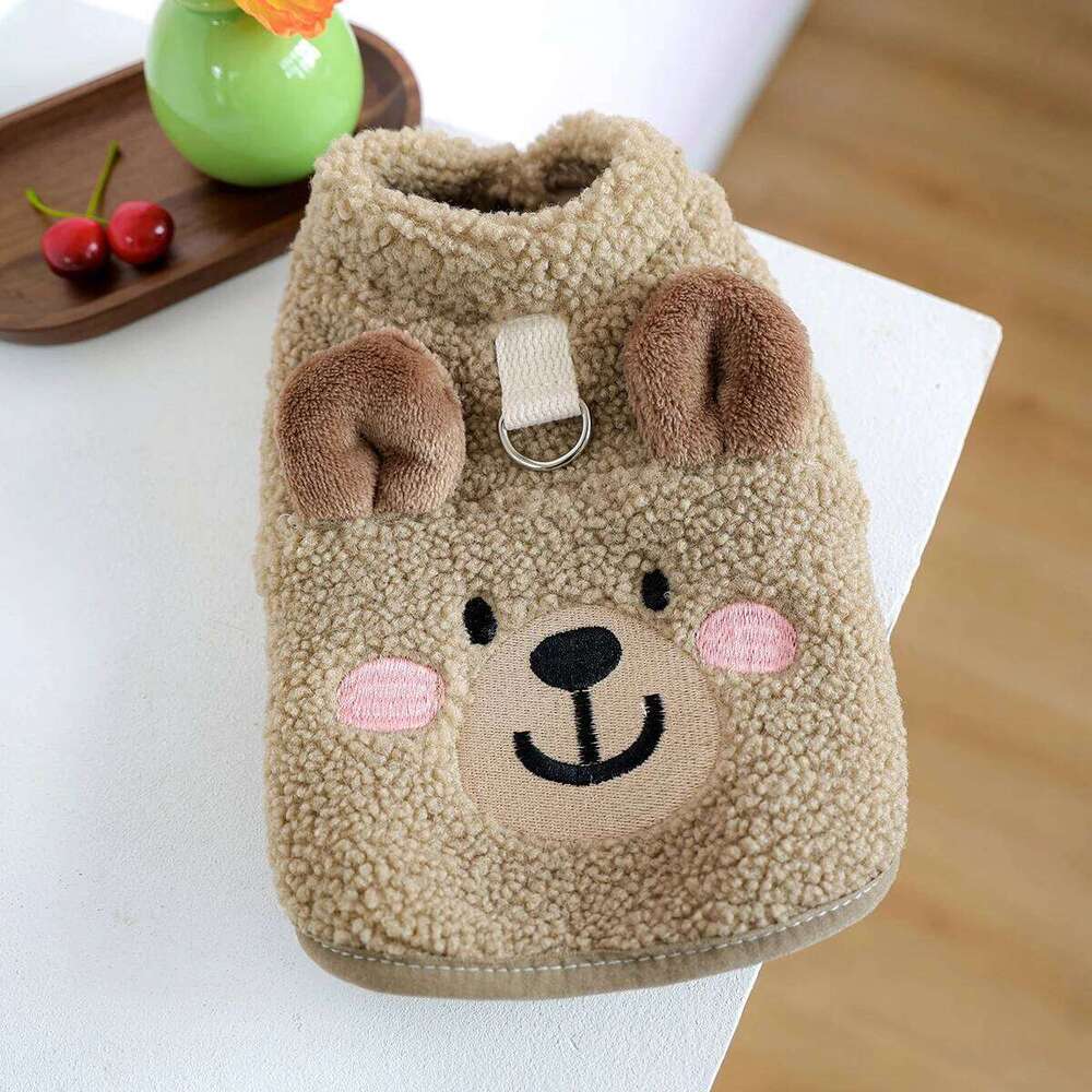1-Piece Pet Autumn and Winter Thickened Thermal Jacket Cat Dog Dudu Lamb Fleece Vest-Bear XJ260127