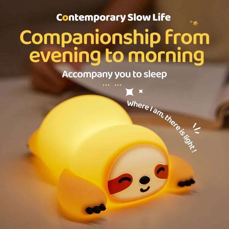 Silicone Soft Sloth Night Light USB Rechargeable Touch Control Dimmable Bedside Lamp for Nursery Kids Babies Gift Decor Z260127