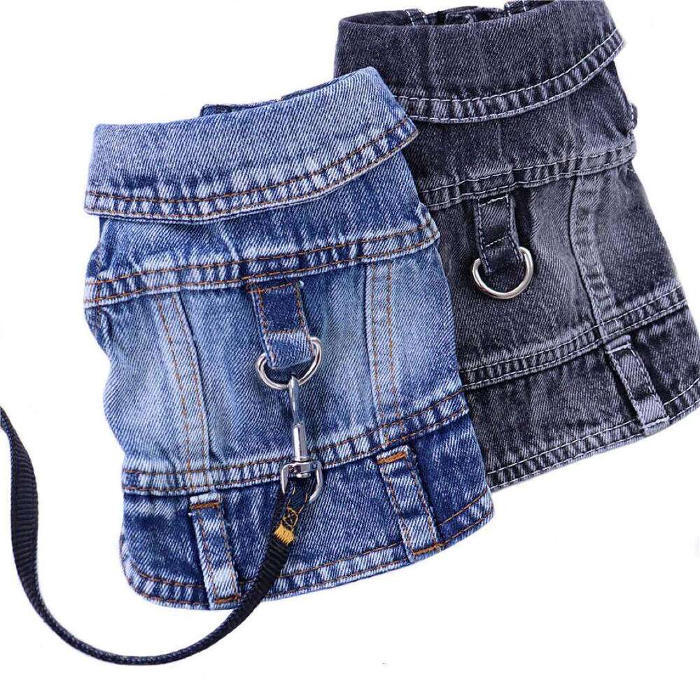 Pet Dog Denim Jacket Dark Wash Sleeveless Towable Jeans Vest Coat for Small Medium Dogs Cat Puppy Spring/Autumn Clothes Apparel XJ260127