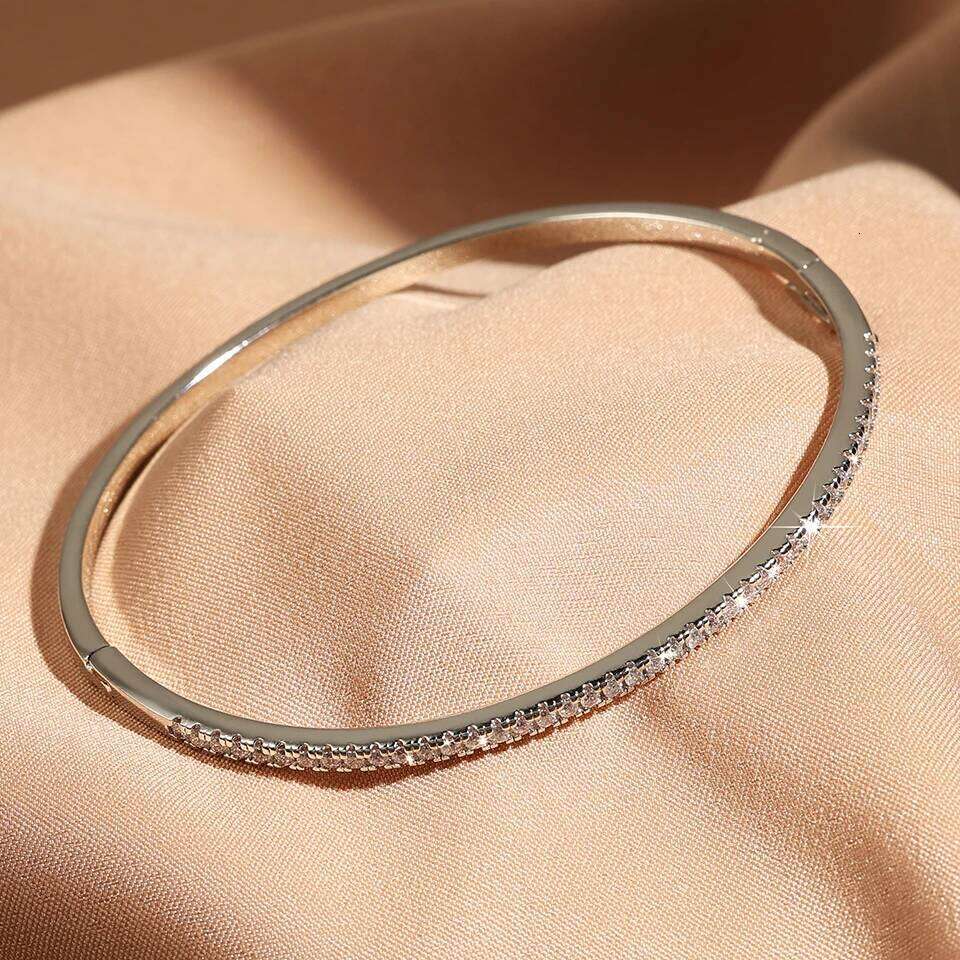 TrendMen Trendy Round Zirconia Tennis Bangles For Men Women Fashion Gold Color Crystal Wristlet Jewelry Gifts Party Bracelets XJ260127