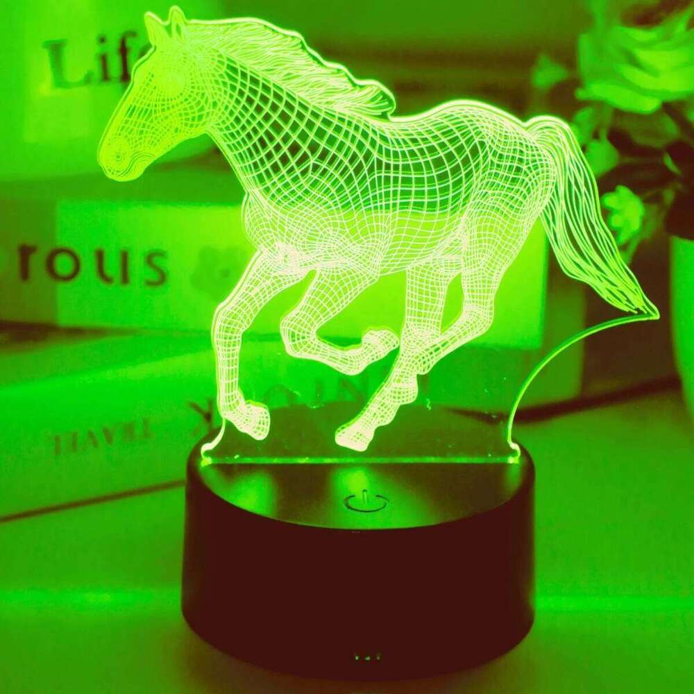 1pc 3D horse - USB powered, touch adjustable, bedroom atmosphere decorative night light and gift. Z260127