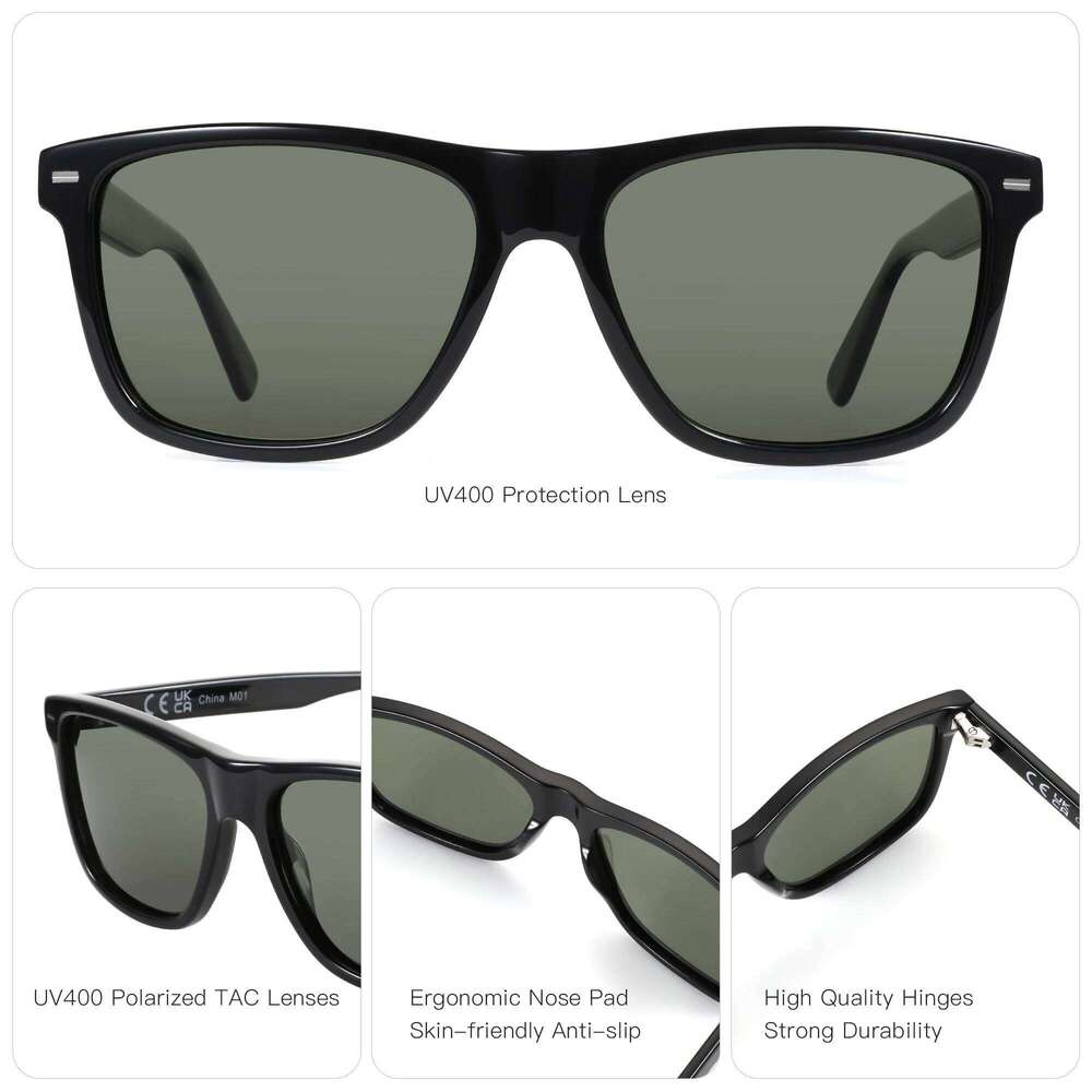 ZENOTTIC New Arrivals Square Polarized Sunglasses UV400 Protection Acetate Sun Glasses Classic Design Shade for Women Men Z260127