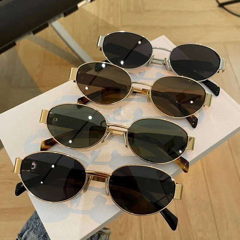New Trendy Oval Sunglasses for Women Luxury Metal Frame Sun Glasses Ladies Classic Vintage Round Shades Unisex Z260127