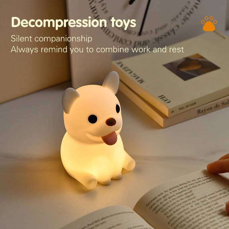 1pc Bulldog nightlight Room decorative Bedroom ambiance LED couples clap Cute animal lamp Sleep light Z260127