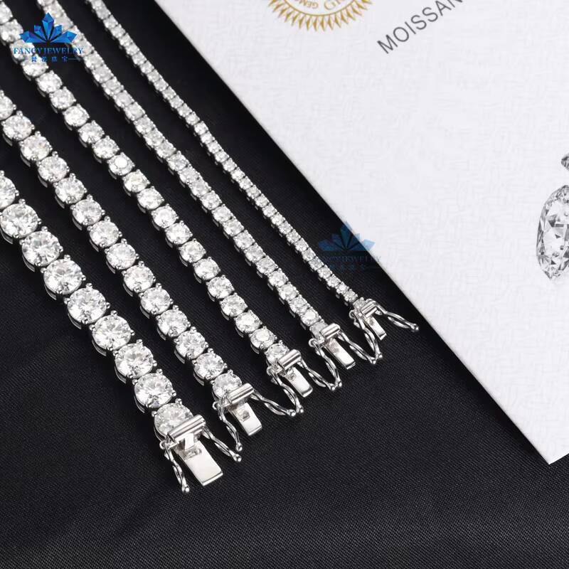 2mm-925 Sterling Silver Moissanite Tennis Chain Womans Tennis Bracelet Bangle Collection 3mm-5mm 65mm Sizes Available
