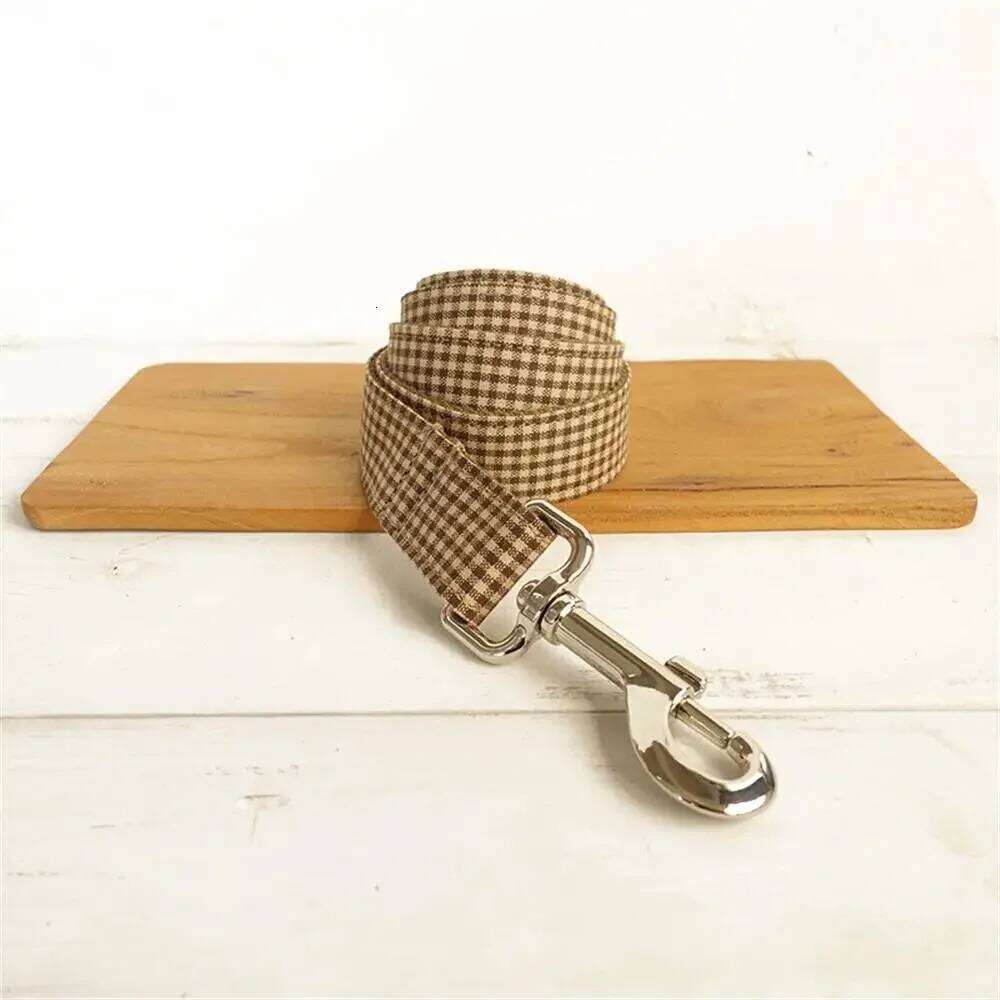 Collar Customized Pet Personalized Nameplate ID Tag Adjustable Suit Fiber Coffee Brown & Cat Dog Collars Lead Leash pet supplies