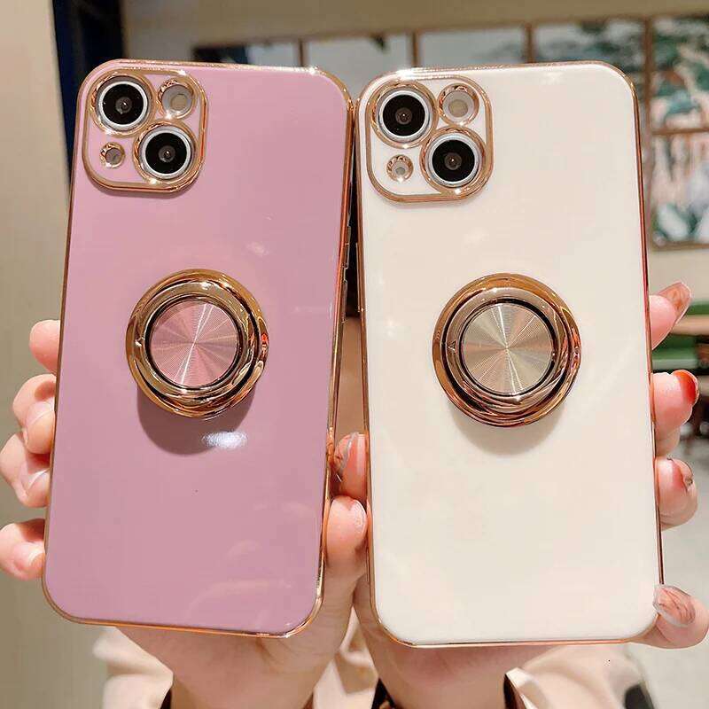 Luxury Plating Finger Ring Holder 17 Air 13 14 Pro Max 16 15 12 Soft Phone Cover For iPhone 11 Case 26H0127