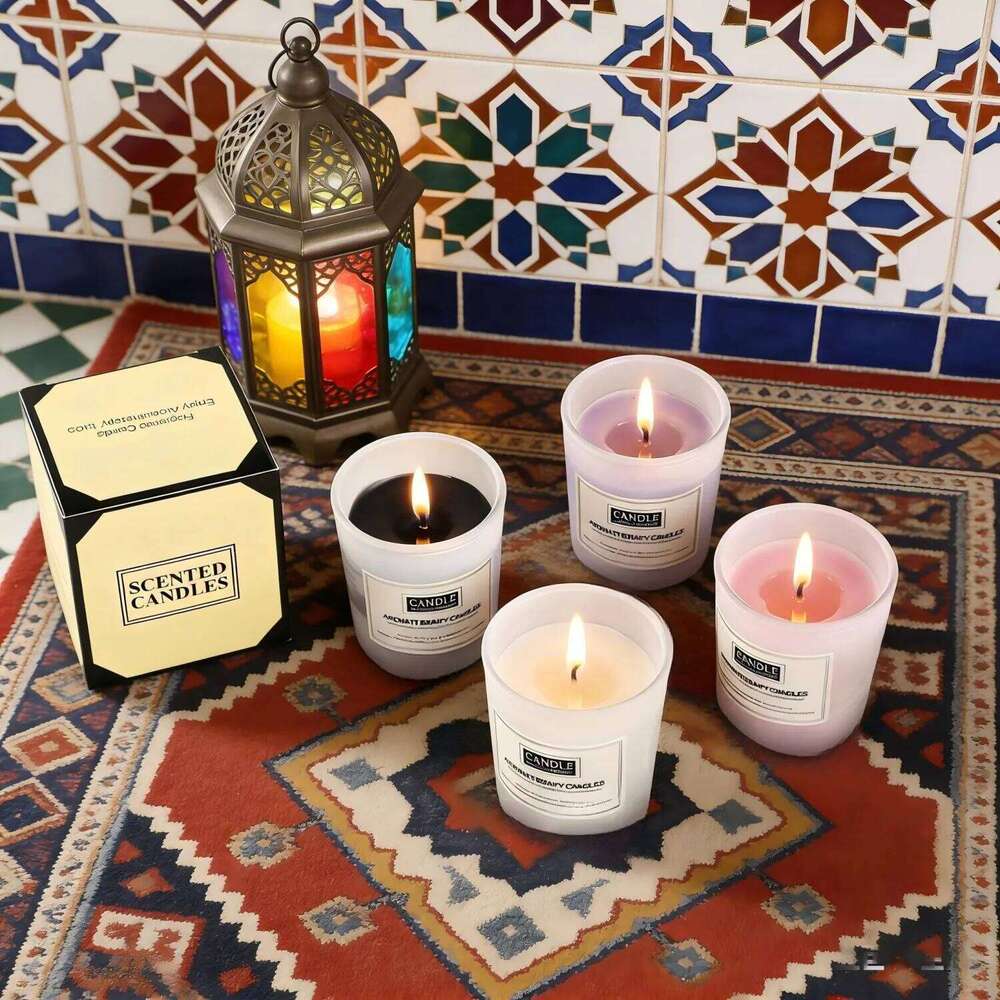 1pc Trendy Matte White Glass Cup Candle - Minimalist Scented Home Decor, Smokeless Aromatic for Living Room Office Y260127