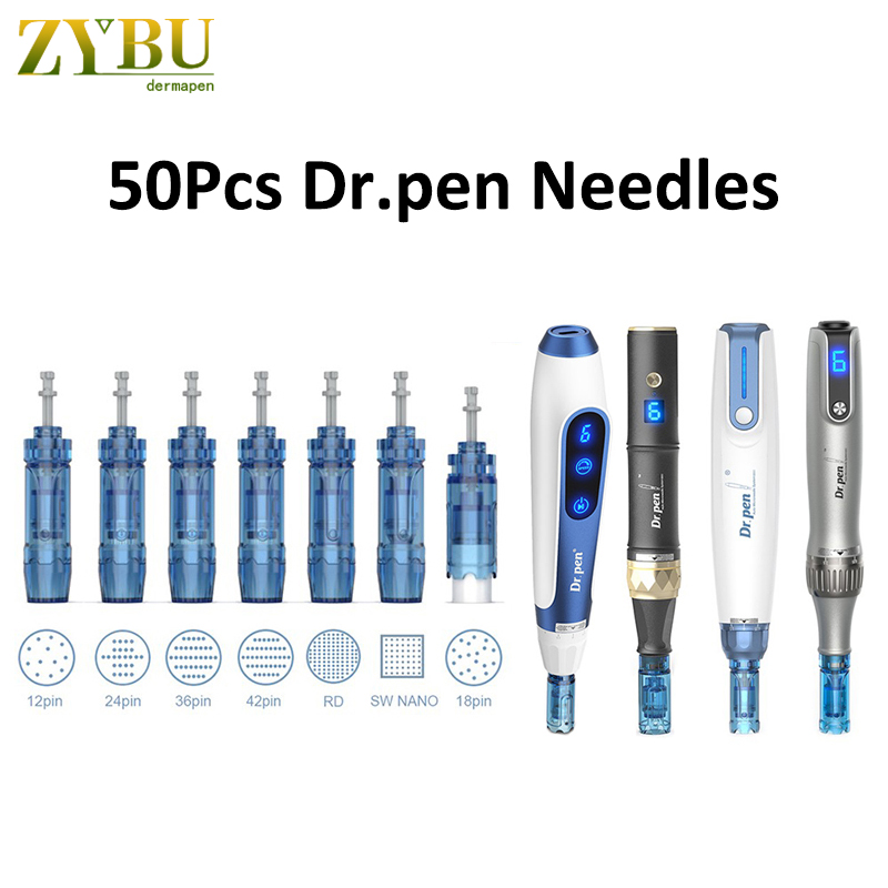 50pcs/lot Dr Needle cartridge 12/18/24/36 42 pins for Dr.pen derma pen A9 M8S A8S A11 microneedle pen Nano Round 3D
