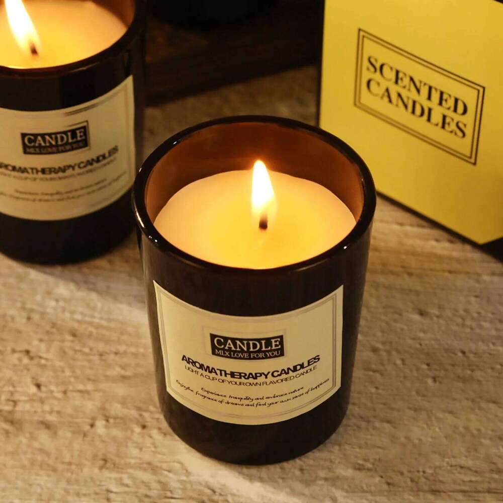 1pc Long Lasting Scented Candle - Matte Black Glass Cup, Smokeless Trendy Cozy Home Office Essential Decor Y260127