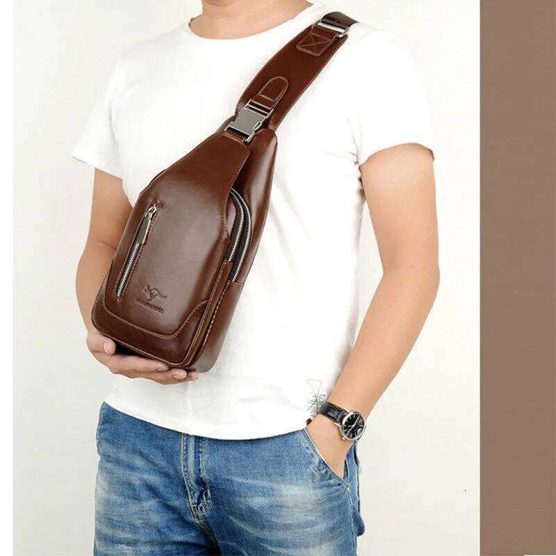 Design UBS Soft Leather Men Chest Anti Theft Mens Shoulder Casual Sports Travel Messenger Bags Man Business Bag Purses