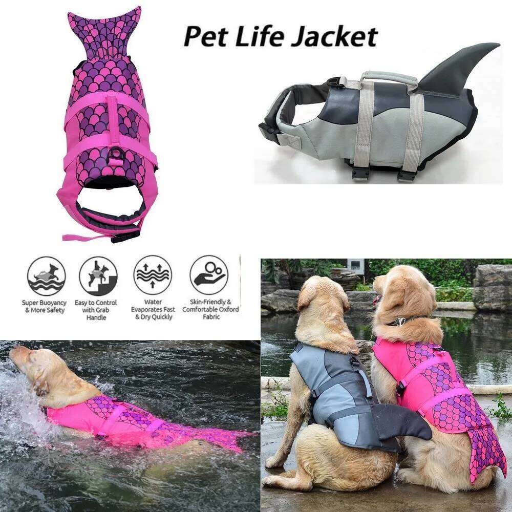 Pet Jacket Clothes Vest Collar Harness Dog Swimming Summer Swimwear Mermaid Shark Life jacket XJ260127
