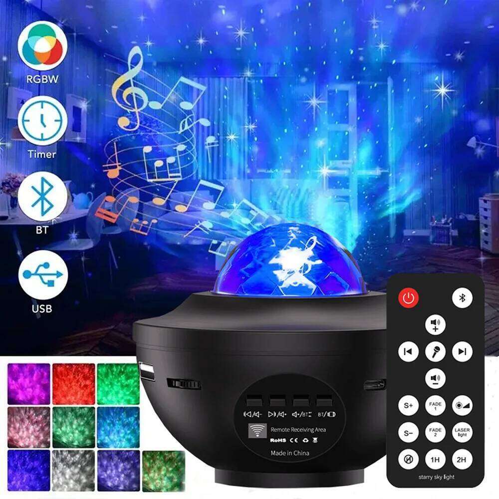 Starry Galaxy Night with Ocean Wave Music Speaker Sky Light Projector for Bedroom Decor Kids Birthday Gift Party Z260127
