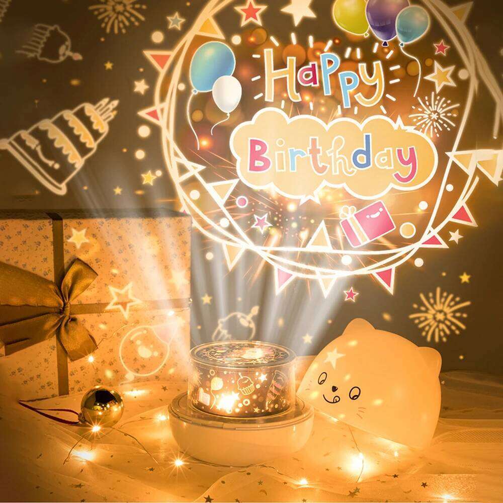 Starry Sky LED Projector Cute Bear Music Box Night Light Rotatable Bedside Lamp Kids Gifts USB Rechargeable For Bedroom Z260127