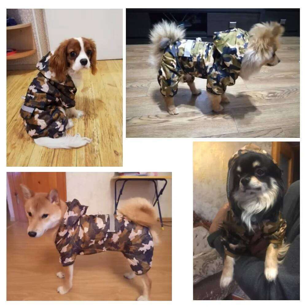 Dog Rain Coat Clothes Puppy Casual Cat Raincoat Waterproof Jacket Outdoor Rainwear Hood Apparel Jumpsuit Pet Supplies XJ260127