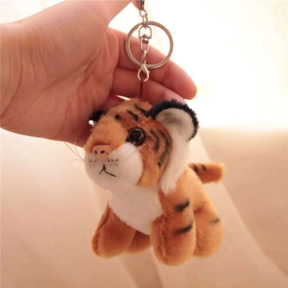 Cartoon Plush Keyring Stuffed Tiger Toy Soft Animal Key Rings Children'S Bag Purse Backpack Wallet Hanging Decoration S260126