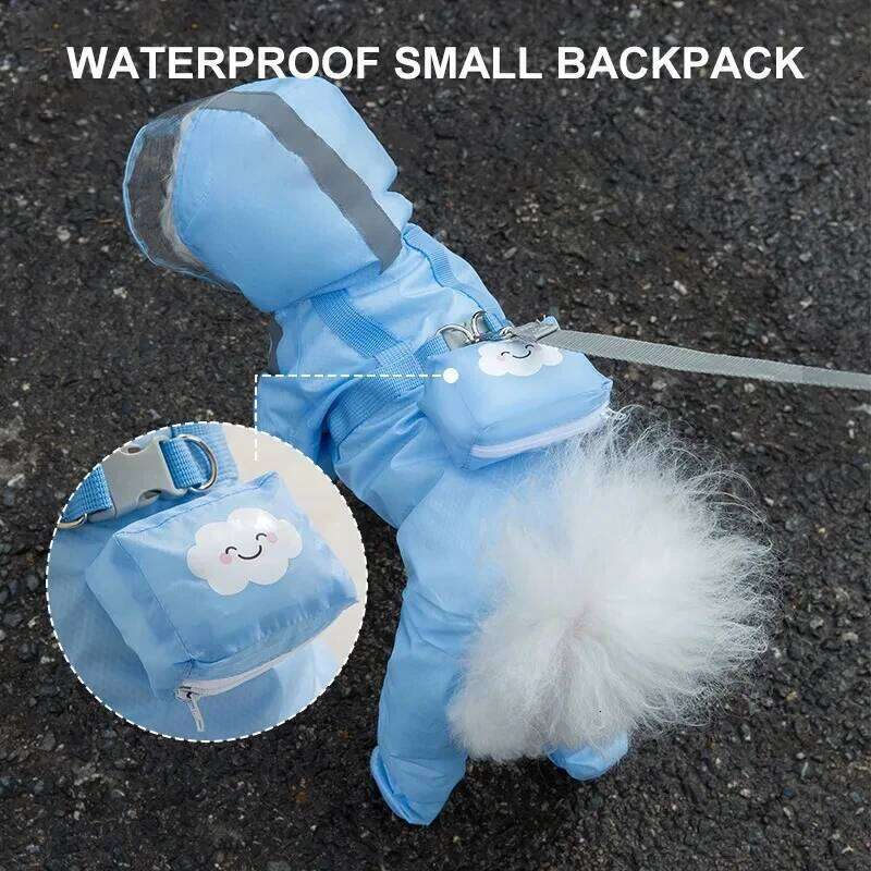 Puppy Dog Raincoat Rain Jacket Coverage 4 Legs Full Body Protection Waterproof Rainboot Small Dogs Pet Teddy Raining Coat XJ260127