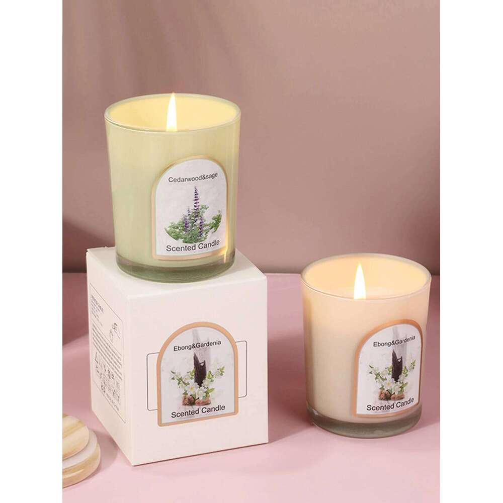 1pc exquisite wooden lid glass jar aromatherapy table decoration holder candle romantic Y260127