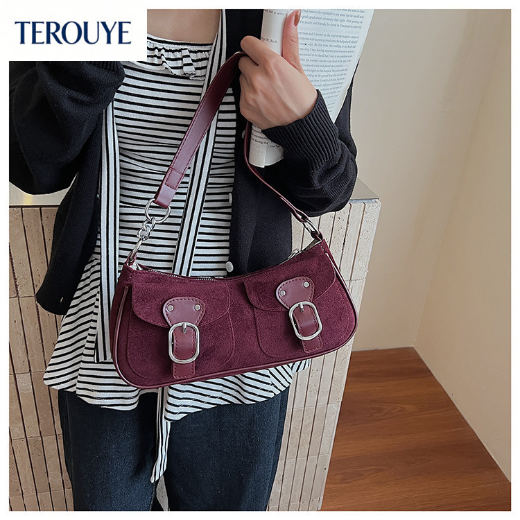 TEROUYE Autumn/Winter New French Style Retro Light bag Luxury Fashion Personality Versatile Trendy Style Women's Underarm Bag bag