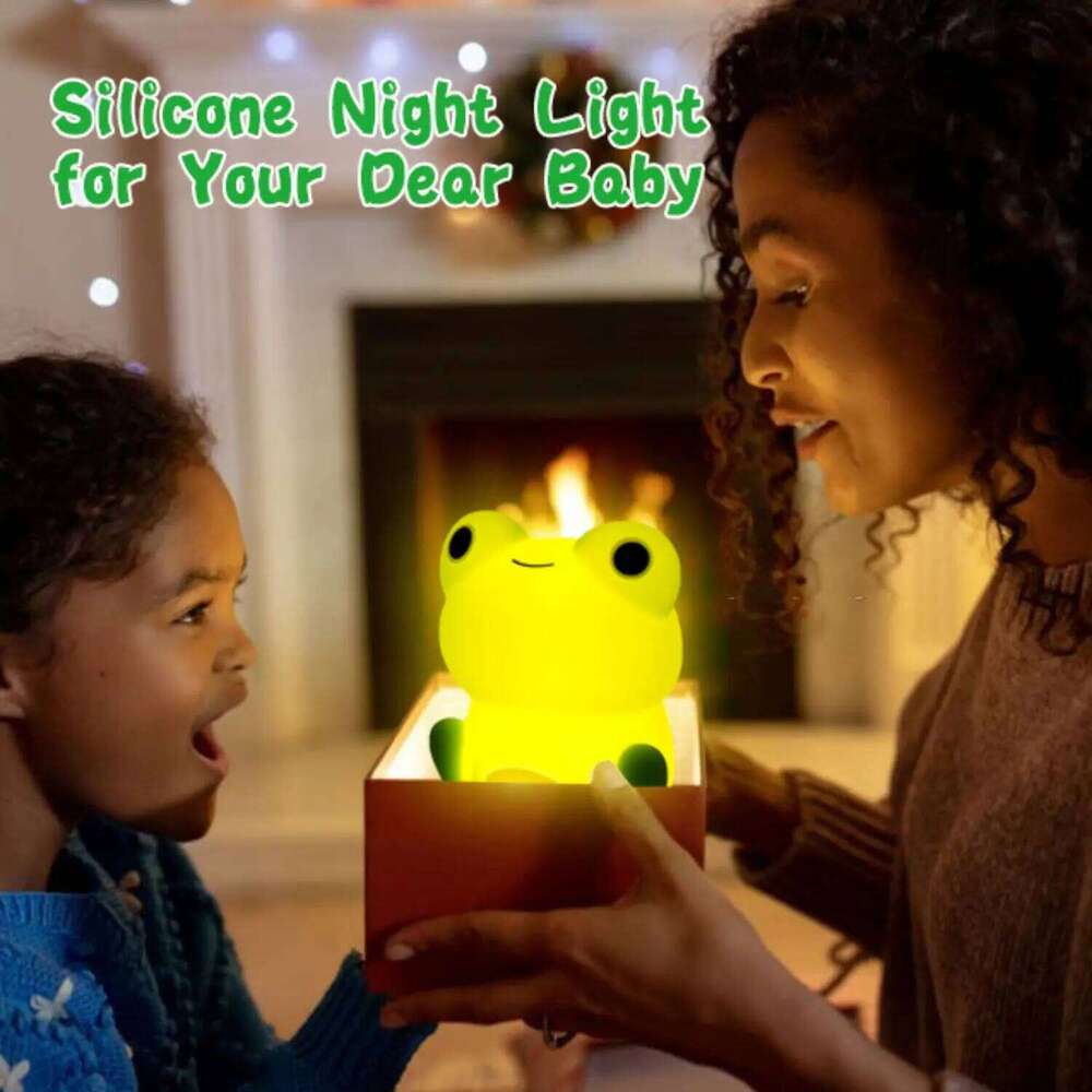 Lamp for Kids Frog Soft Silicone Sleeping Night Dimmable Timer Rechargeable Colorful Light Room Decor Children Gifts Z260127