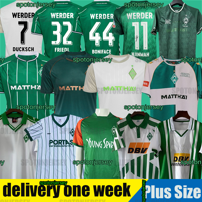 3xl 4XL Werder Bremen Jerseys 25 26 football shirts men kids shirt retro 2001 jerseys 1994 95 Bremen retro green jerseys 96 97 Trikot FRIEDL SCHMID STAGE MBANGULA