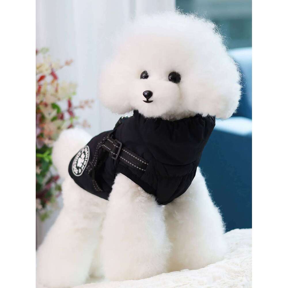 Comes with a traction ring, pet coat, jacket, three-layer thick warm dog clothing, autumn and winter waterproof fabric, small an XJ260127