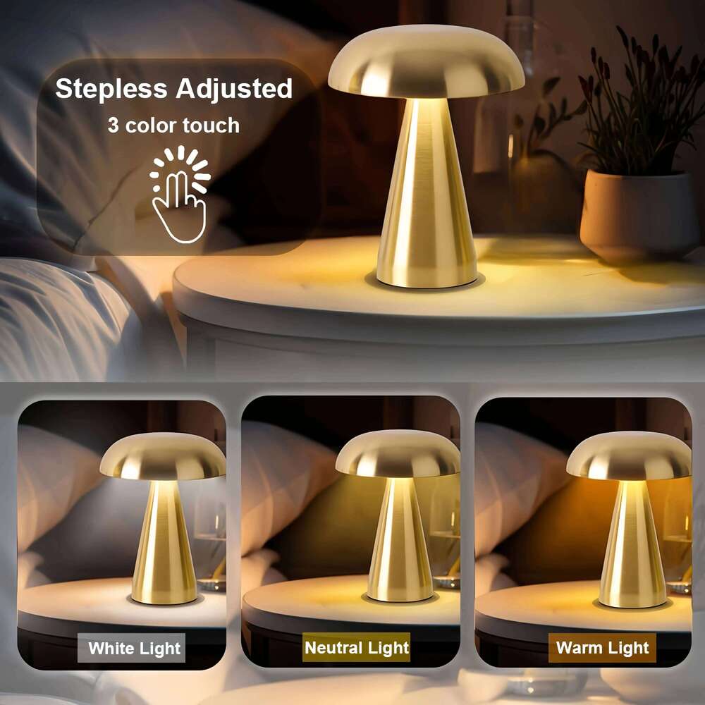 Mushroom Shaped Table Rechargeable LED Night 3 Color Touch Atmosphere Desk Lamp Decorative Light for Bedroom Office Z260127