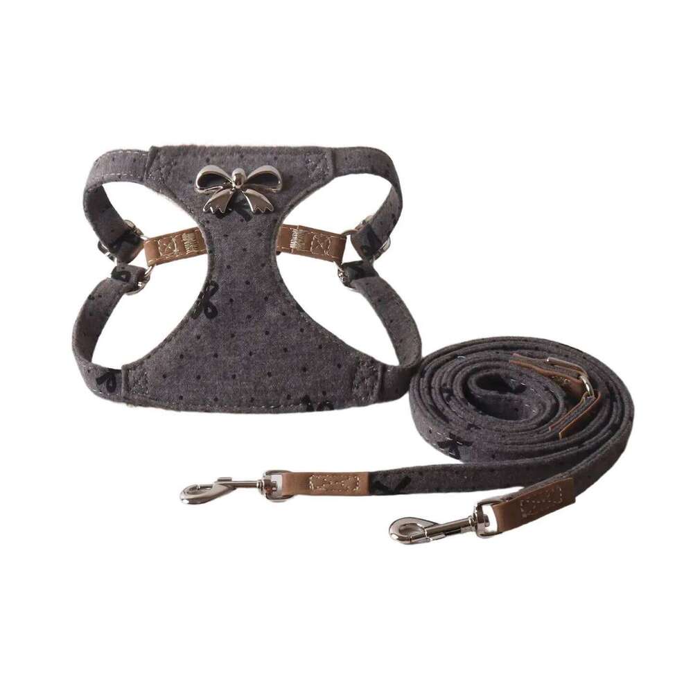Leash and Denim Dog Set with Metal Bow - Adjustable Vest Harness for Puppy Small Dogs, Pet Supplies pet supplies - & Dogs,
