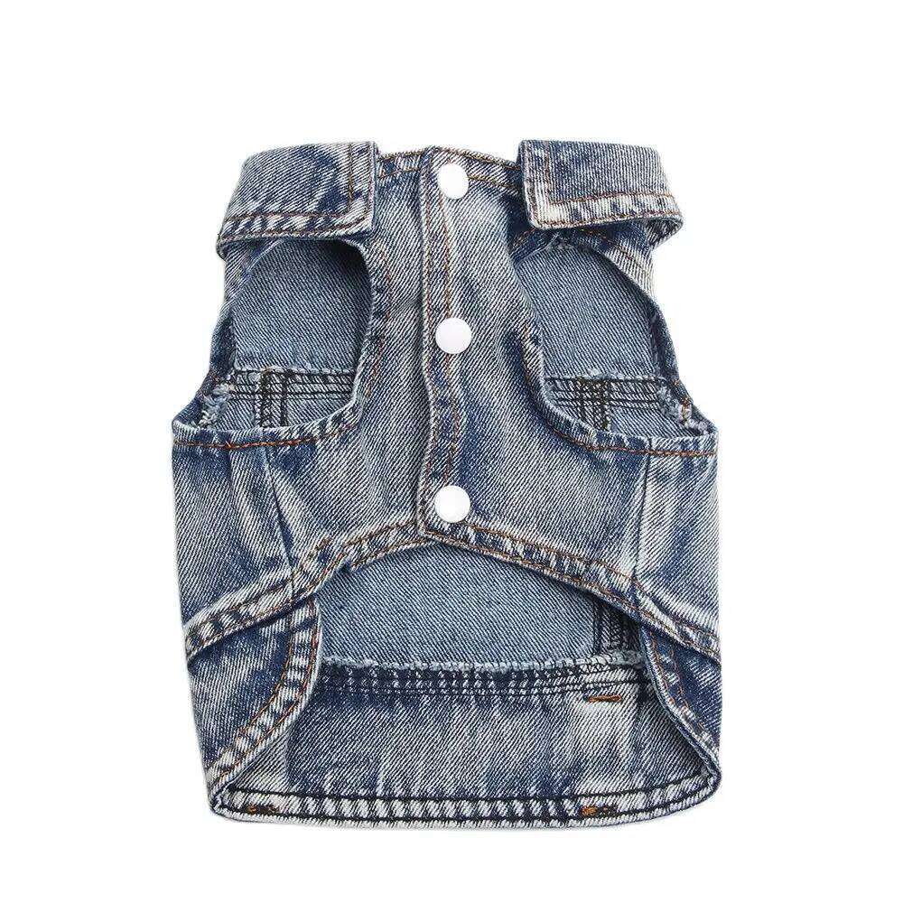 Pet Dog Denim Jacket Dark Wash Sleeveless Towable Jeans Vest Coat for Small Medium Dogs Cat Puppy Spring/Autumn Clothes Apparel XJ260127