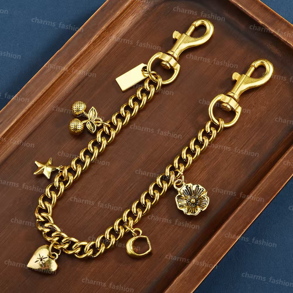 Bag Charm resin Brass Red Cherry Apple metal Maple Brass Key Chain Wallet Keychains Keyring Designer Keychain Luxury women Bag Charms with box