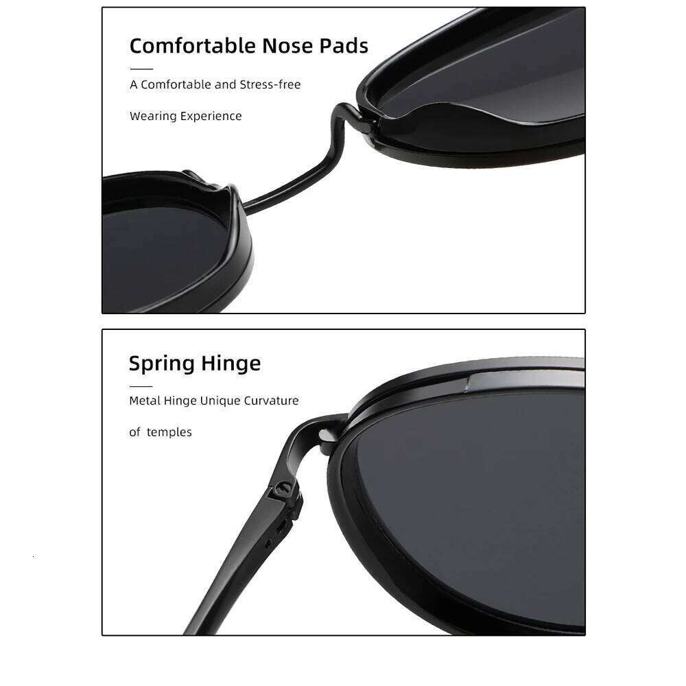 KLASSNUM Vintage Round Polarized Sunglasses Men Metal Frame Fashion Luxury Brand Sun Glasses Driving Eyepiece Z260127