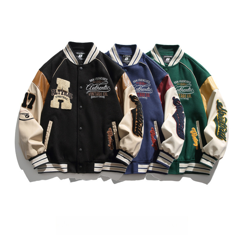 High-end Patchwork Workwear Jacket for Men and Women Spring and Autumn Couple Street Baseball Jacket Mens National Trend Casual Coat