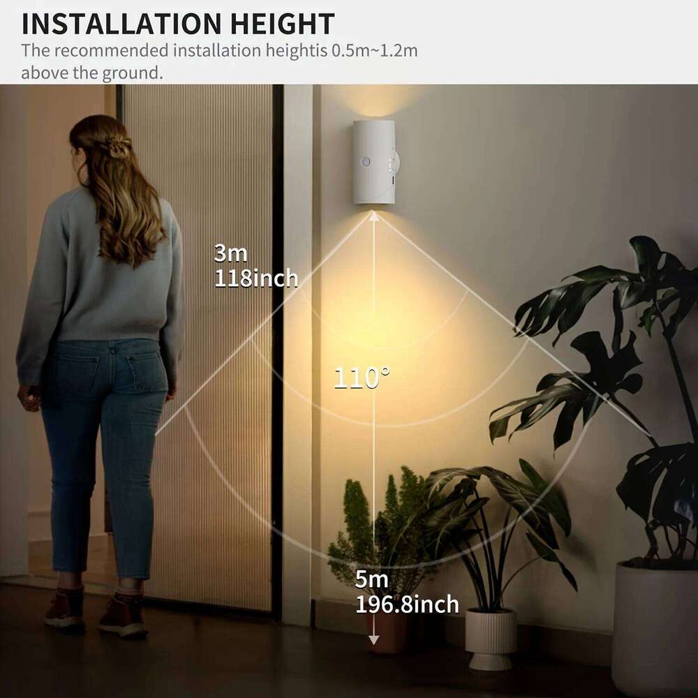 Rechargeable LED Night with Motion Sensor Wall Lamp 3 Modes Indoor Magnetic Staircase Light Z260127