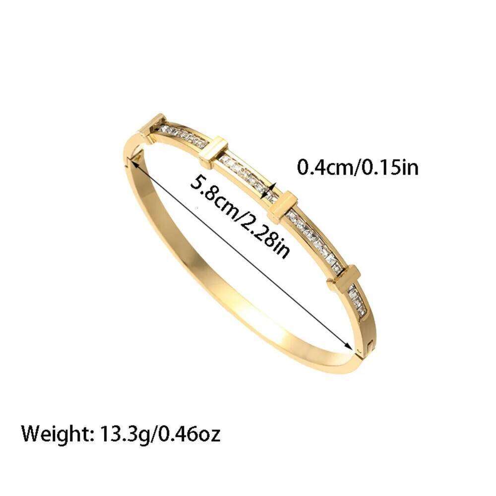 Personalized Design Stainless Steel Zircon Inlay Geometry Double Layer Opening Bracelet for Women Luxury Fashion Jewelry Gift XJ260127