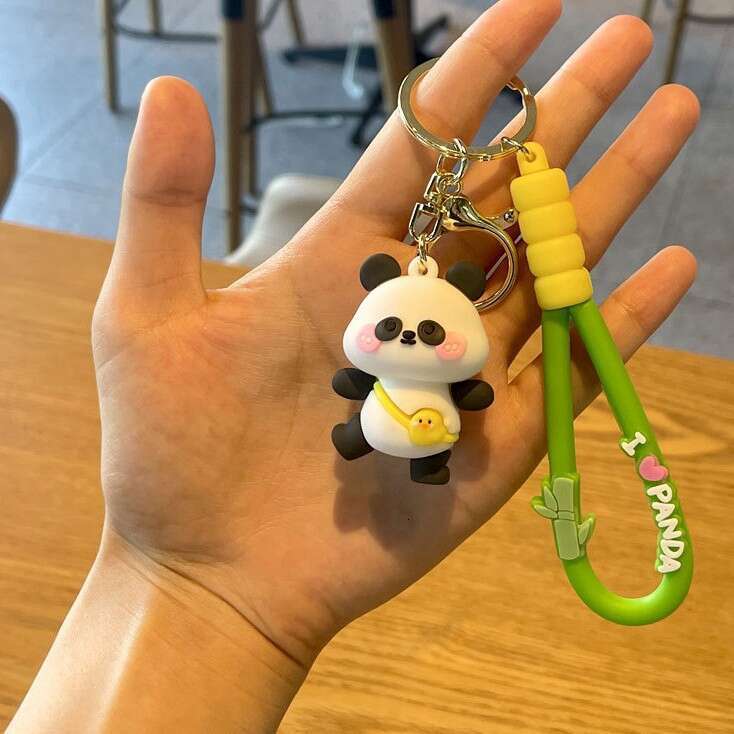 Cute Creative Kung Fu Panda Travel 3D Soft Rubber Doll Car Bag Keychain Pendant Gift S260126