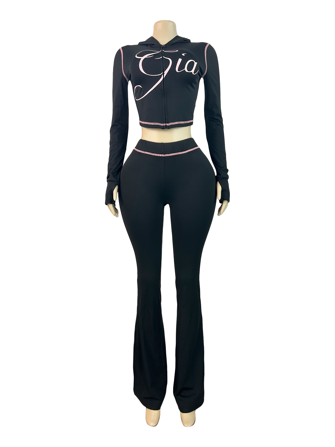 i am pants womens tracksuit piece set designer sports suit for women flared zipup long sleeve high quality spring top low waist micro social outfits f
