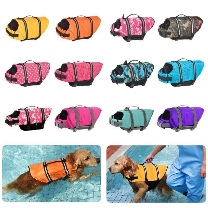 Reflective Summer Dog Adjustable Pet Swimwear Safety Vest Surfing Sailboat Enhanced Buoyancy Puppy Life Jacket XJ260127