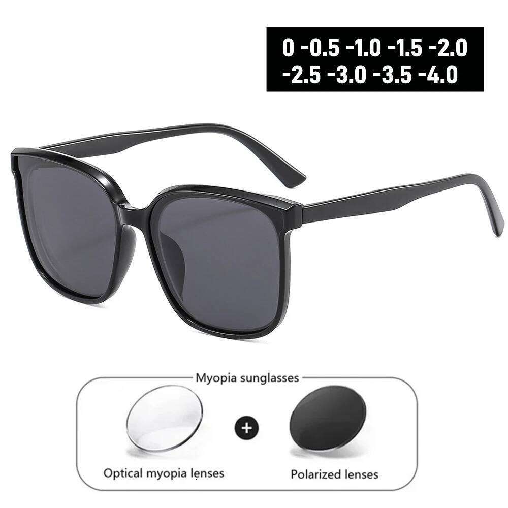 Unisex Retro Square Frame Myopia Glasses Trendy Large Polarized Outdoor Travel Sunglasses Goggle Shade Eyewear0 ~-4.0 Z260127