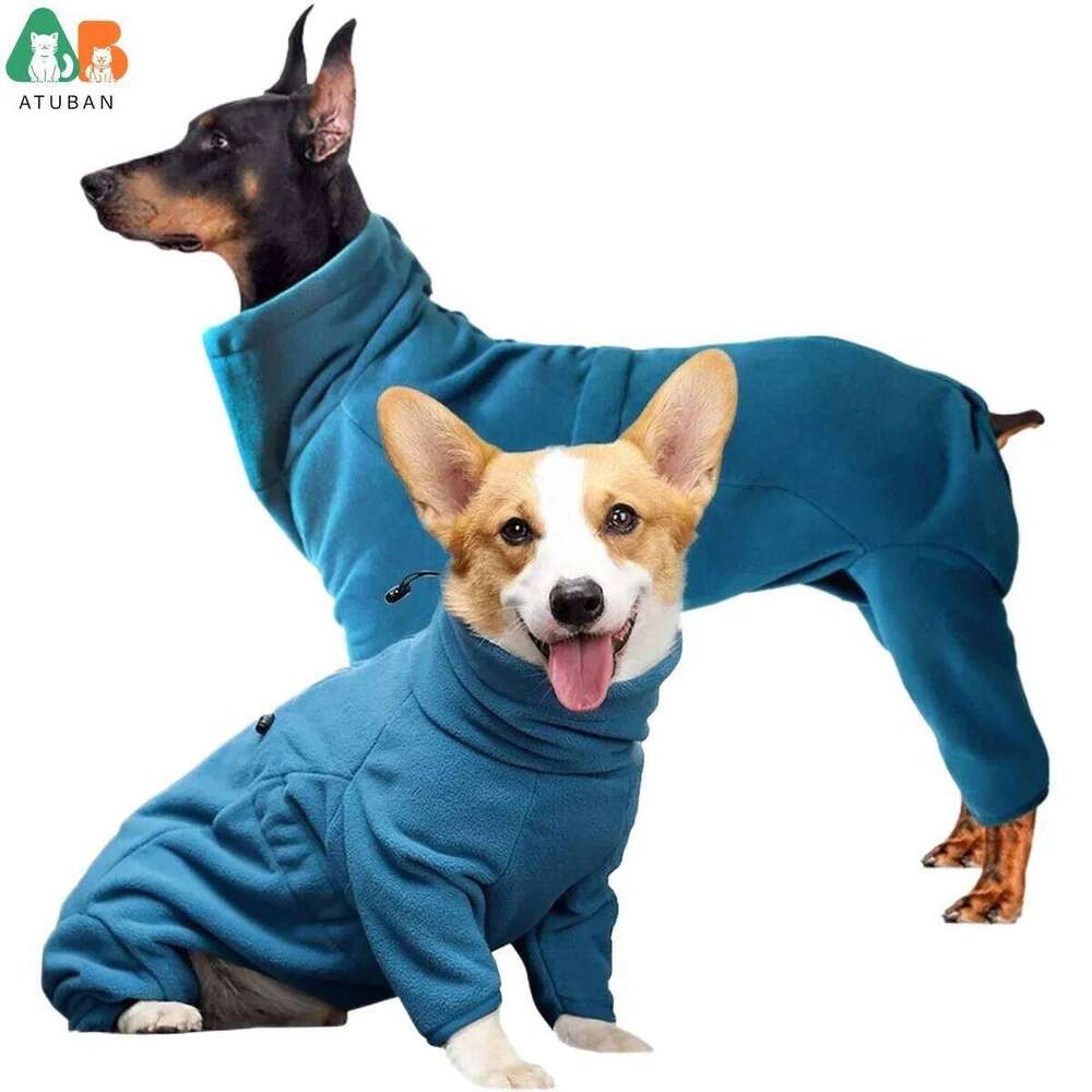 ATUBAN Dog Winter Coat Soft Fleece Pullover Pajamas, Pet Windproof Warm Cold Weather Jacket Vest Cozy Jumpsuit Apparel Clothes XJ260127