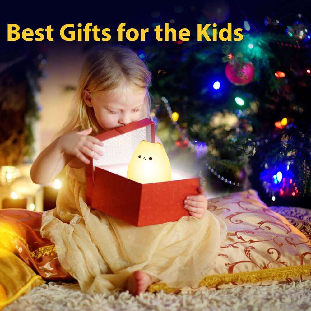 Mini Kawaii Popular Cat Baby Night Lamp 7-color Pat Touch Color-changing Eye Protection Bedroom Bedside Nightlight Gift Children Z260127