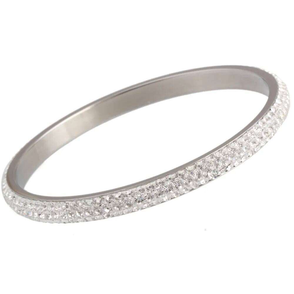 Fashion Three Row Crystal Pave Bangles For Women High Quality Stainless Steel Jewelry Wholesale Bracelet Bangle XJ260127