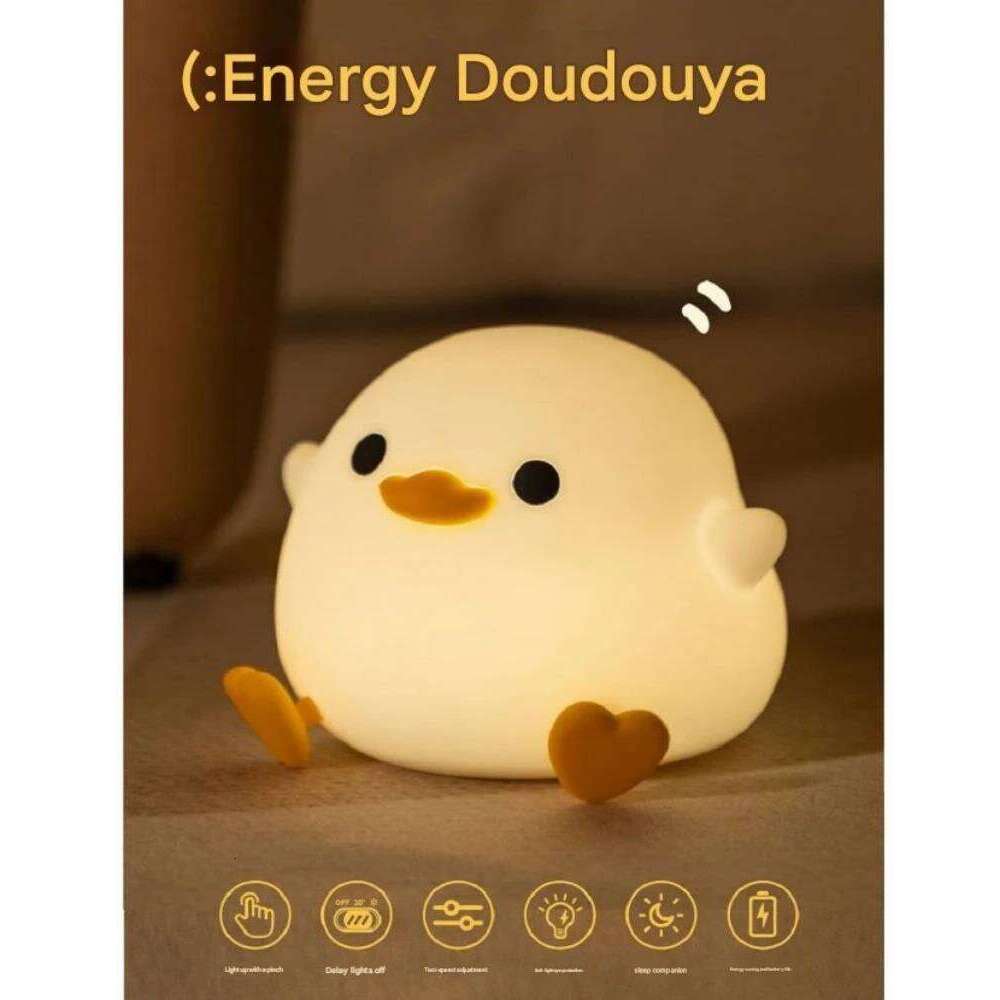 LED night light cute duck cartoon animal silicone lamp children pat variable 7 colors timeable USB rechargeable birthday gift Z260127