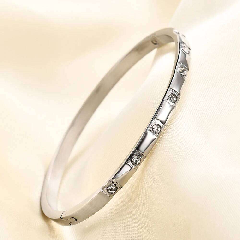 VQYSKO Stainless Steel Zircon Square Buckle Bracelet Women's Jewelry Valentine's Day Gift For Her XJ260127